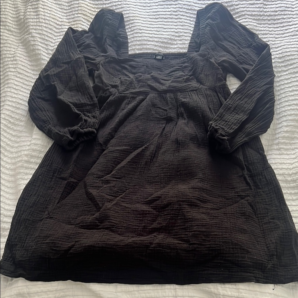 J. Crew Black Gauze Square Neck Dress